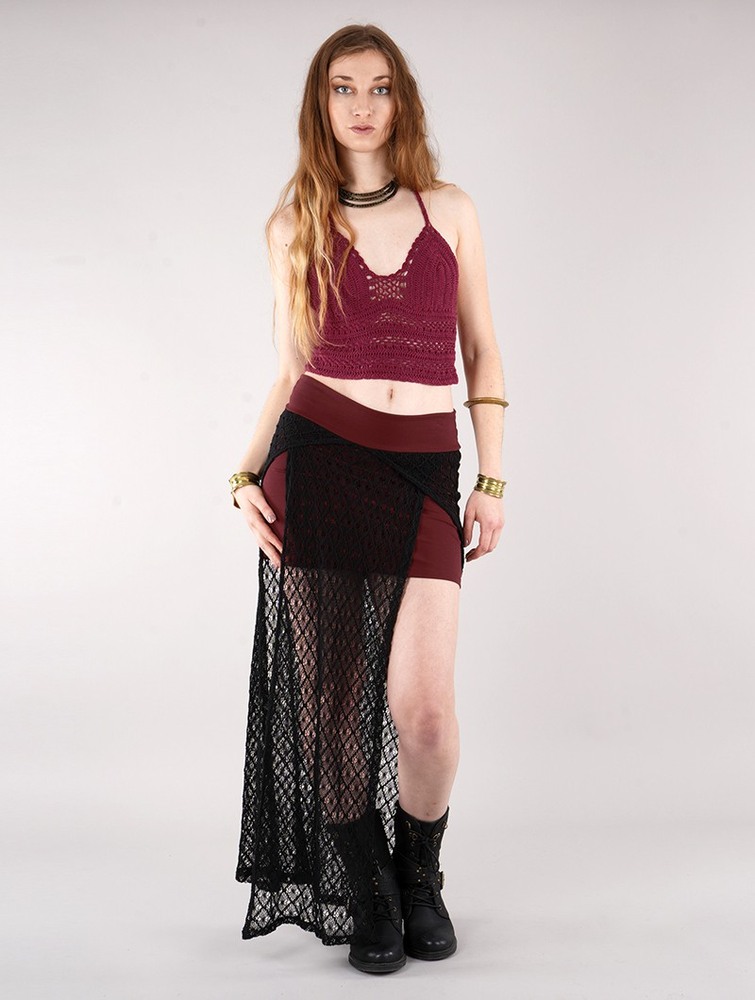 Toonzshop Creature Crochet Skirt Szoknya Női Wine | KEOIRNB-63