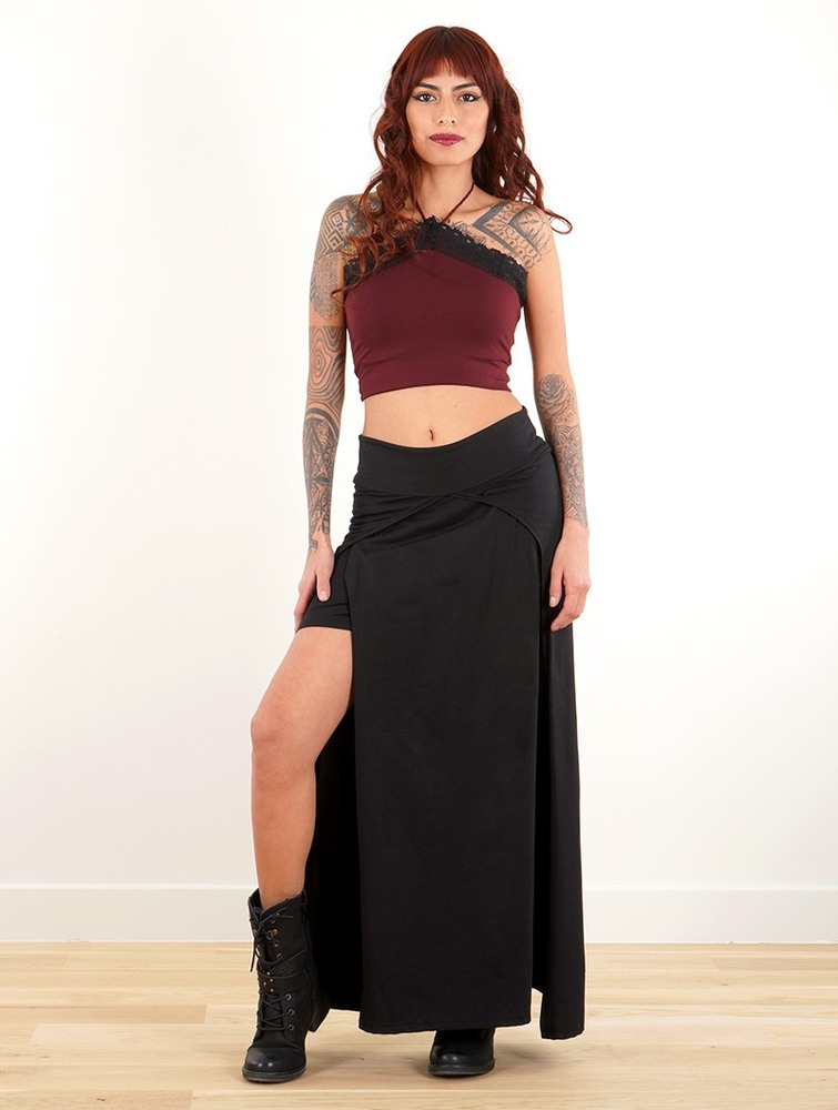 Toonzshop Creature Split Long Skirt Szoknya Női Fekete | UZDBFYM-47