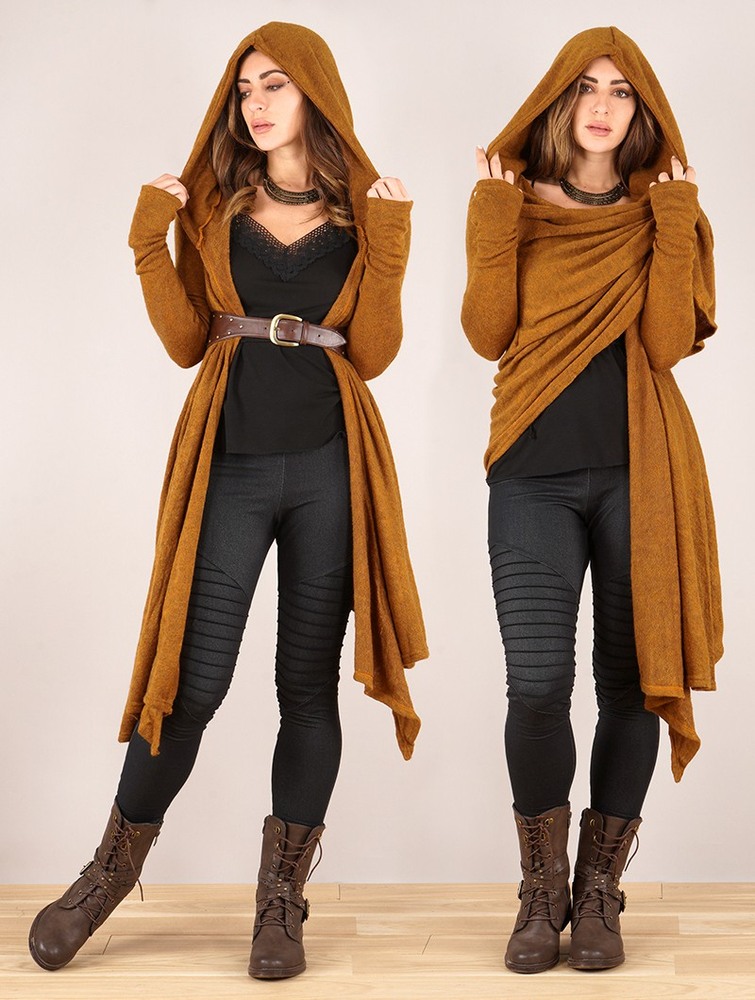 Toonzshop Danaeriz Long Sleeve Hooded Shawl Cardigan Kardigán Női Rusty | OZJFLAB-34