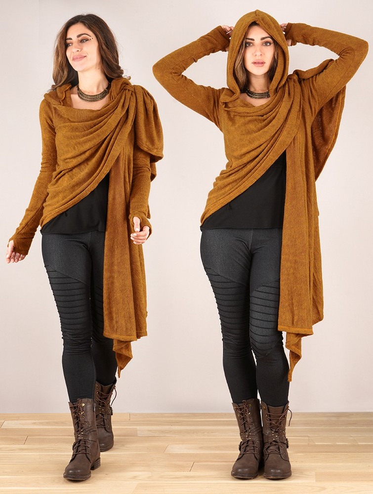 Toonzshop Danaeriz Long Sleeve Hooded Shawl Cardigan Kardigán Női Rusty | OZJFLAB-34