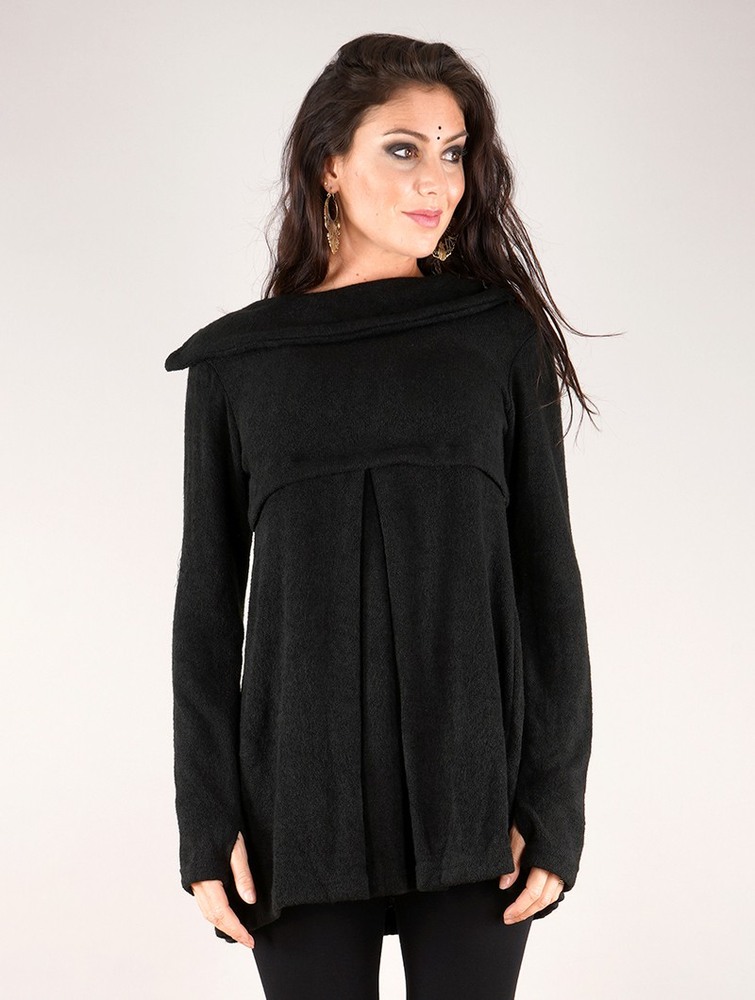 Toonzshop Ekantika Tunic Pullover Pulóver Női Fekete | TBOPZIH-48