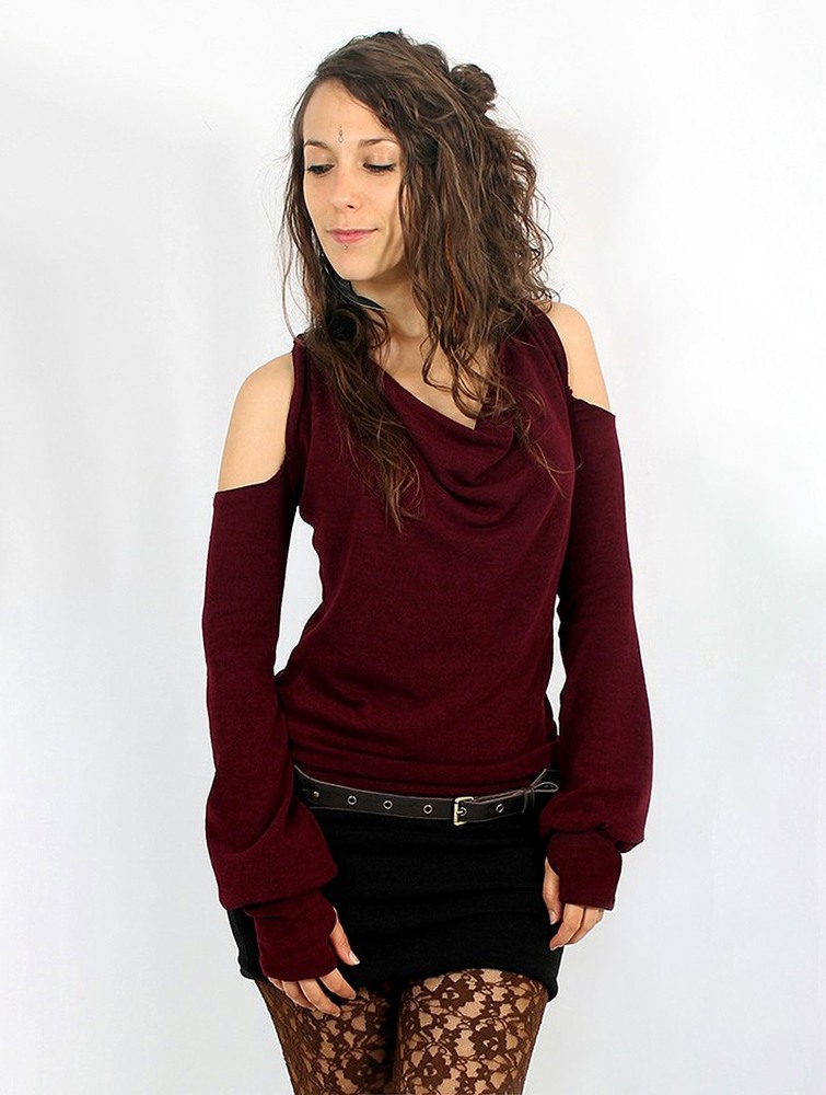 Toonzshop Elixir Bare Shoulder Pullover Pulóver Női Wine | XKTFIDJ-70