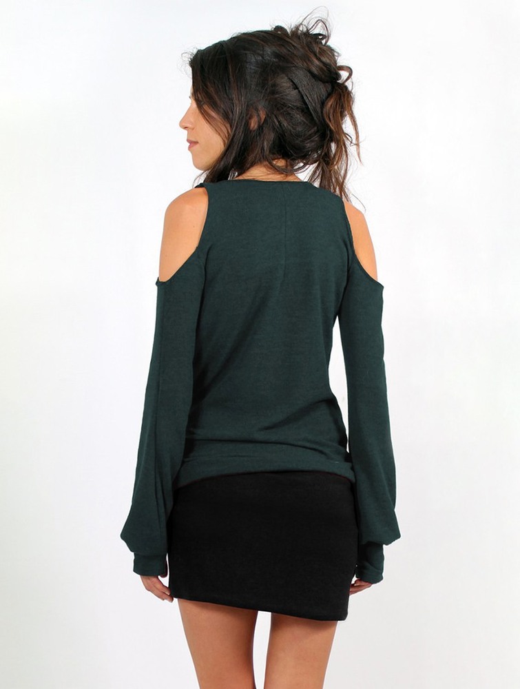 Toonzshop Elixir Bare Shoulder Pullover Pulóver Női Teal | WOASNHU-72