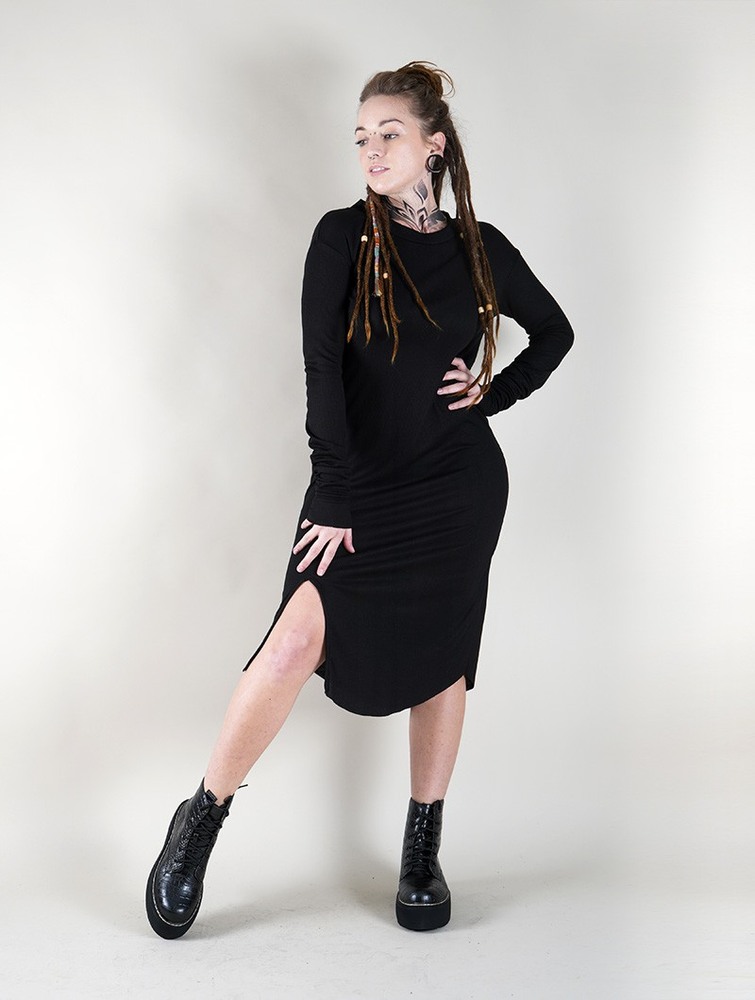 Toonzshop Elwing Midi Dress Ruha Női Fekete | EAGFSBN-42