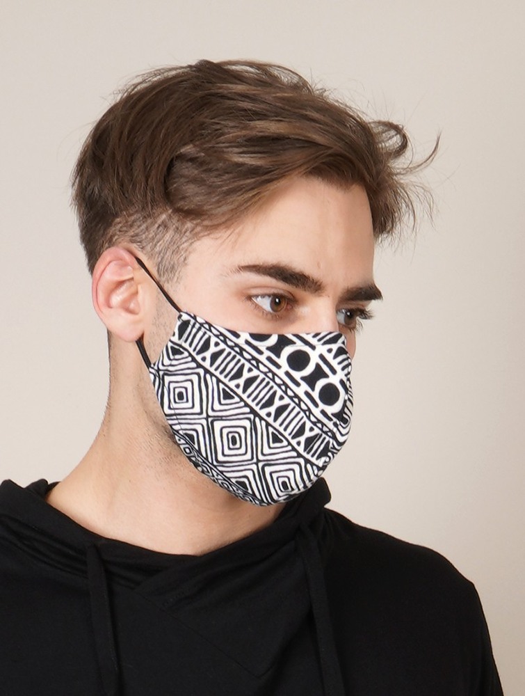 Toonzshop Face Mask With Ethnic Prints Mask & Facewear Női Fekete Fehér | PEQTKRF-07