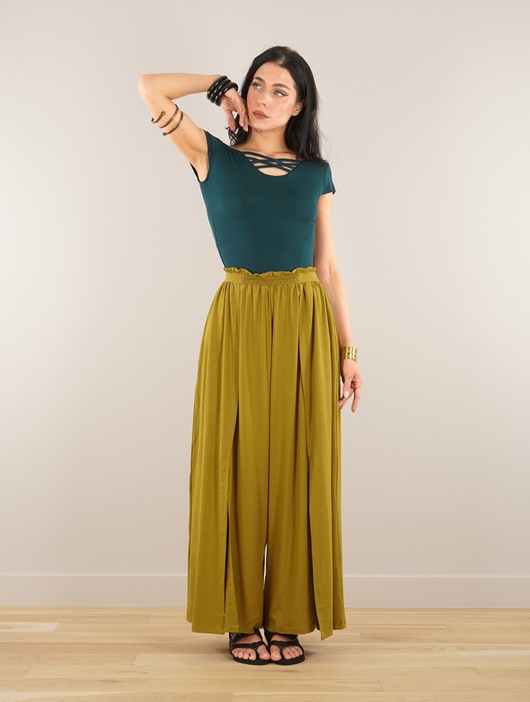 Toonzshop Félise Split Loose Pants Nadrág Női Goldengreen | BOXLDSH-71