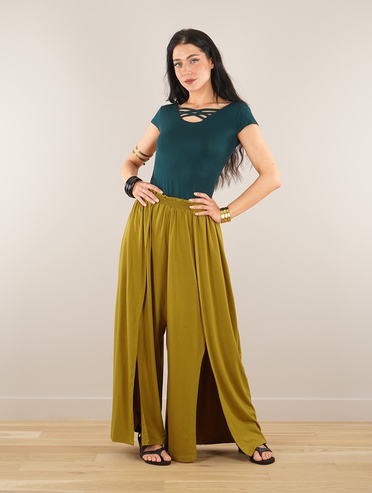 Toonzshop Félise Split Loose Pants Nadrág Női Goldengreen | BOXLDSH-71