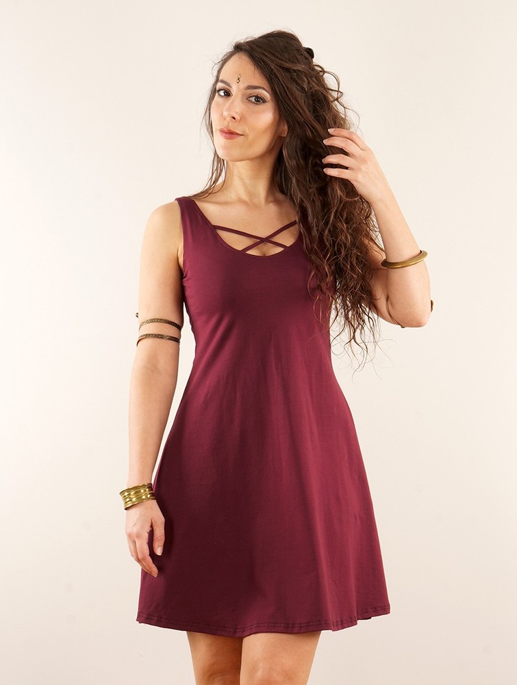 Toonzshop Full Moon Reversible Dress Ruha Női Wine | UBVZMEW-94