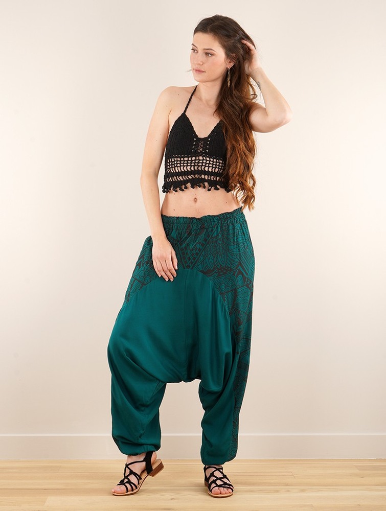 Toonzshop Ginie Africa Printed Light Harem Pants Nadrág Női Fekete | HXTWAMB-31