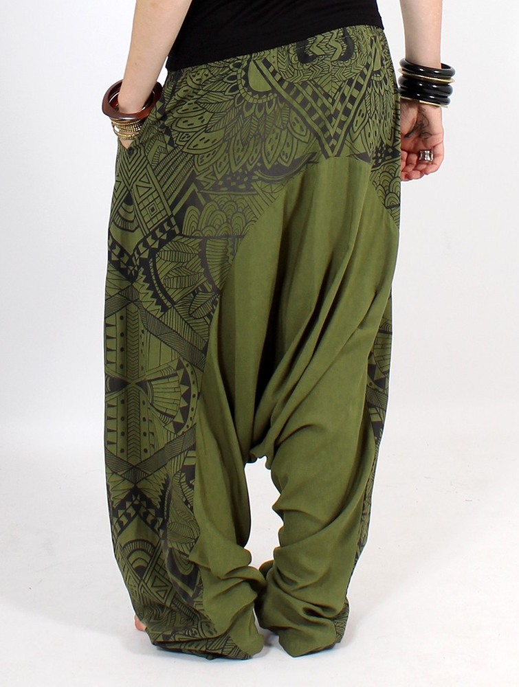 Toonzshop Ginie Africa Printed Light Harem Pants Nadrág Női Zöld Fekete | JUILKPE-52