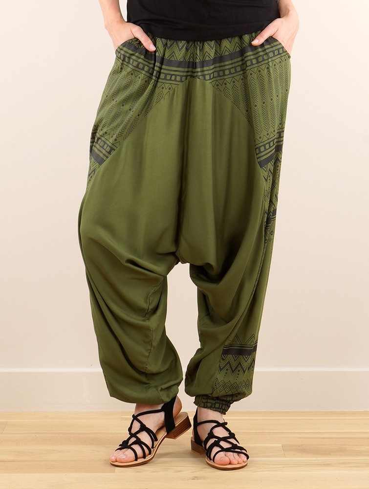 Toonzshop Ginie Aztec Light Harem Pants Nadrág Női Khaki Fekete | HYZTPVQ-08