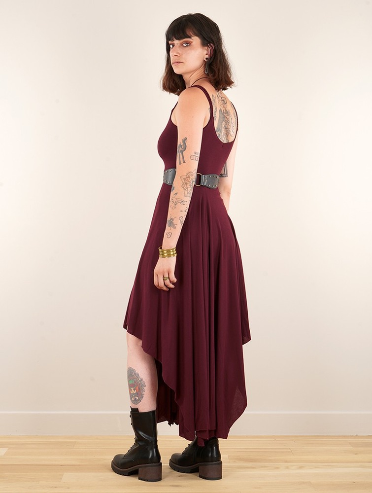 Toonzshop Gypse Asymmetric Flared Long Dress Ruha Női Wine | YZPQLDJ-47