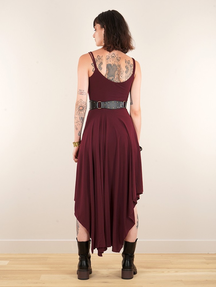 Toonzshop Gypse Asymmetric Flared Long Dress Ruha Női Wine | YZPQLDJ-47