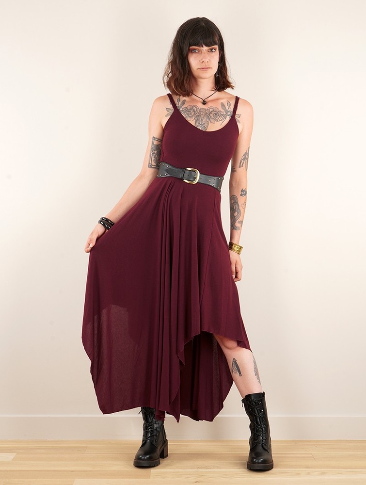 Toonzshop Gypse Asymmetric Flared Long Dress Ruha Női Wine | YZPQLDJ-47