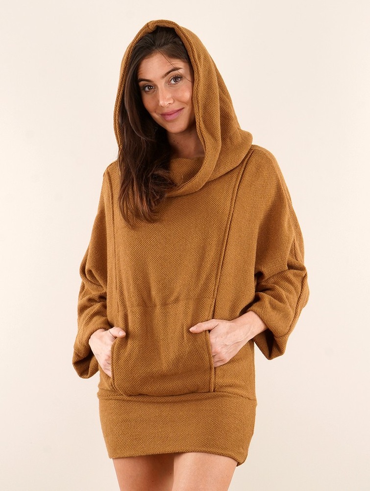 Toonzshop Helixx Retractable Hooded Long Sweater Pulóver Női Rusty | SZQUFKP-57