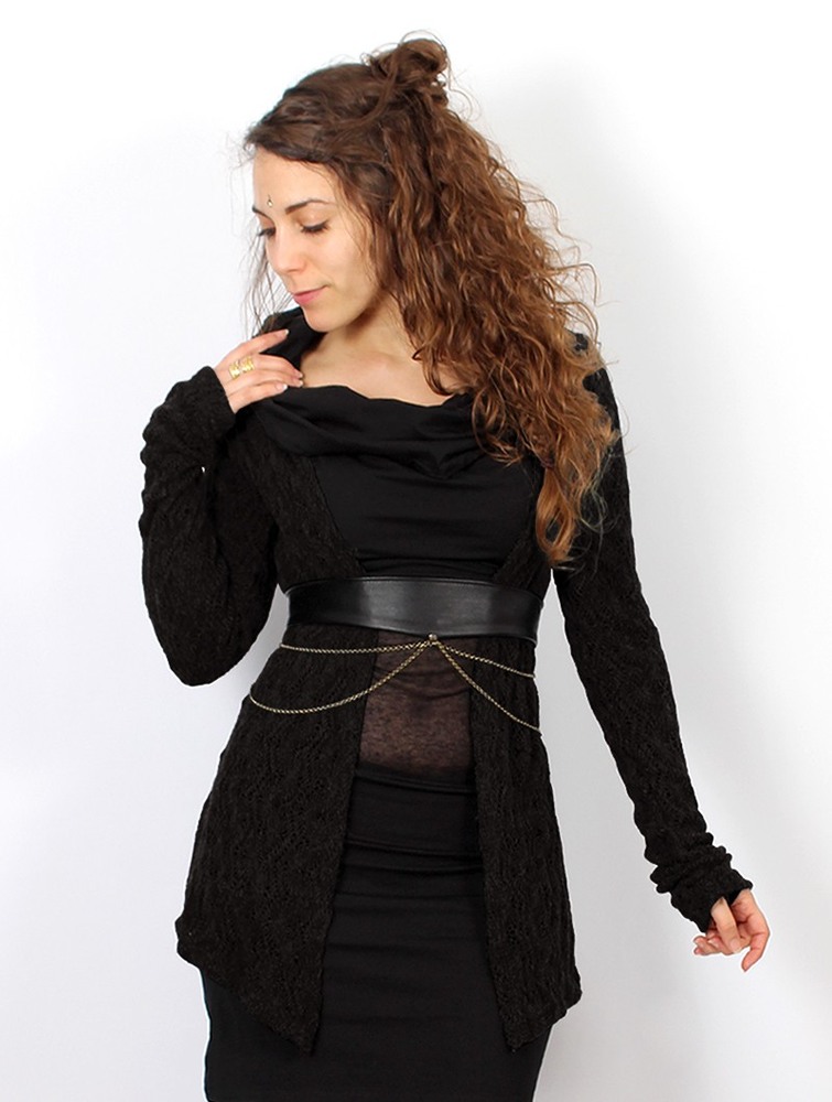 Toonzshop Idrïss Crochet Cardigan Kardigán Női Fekete | CRZTFXE-67