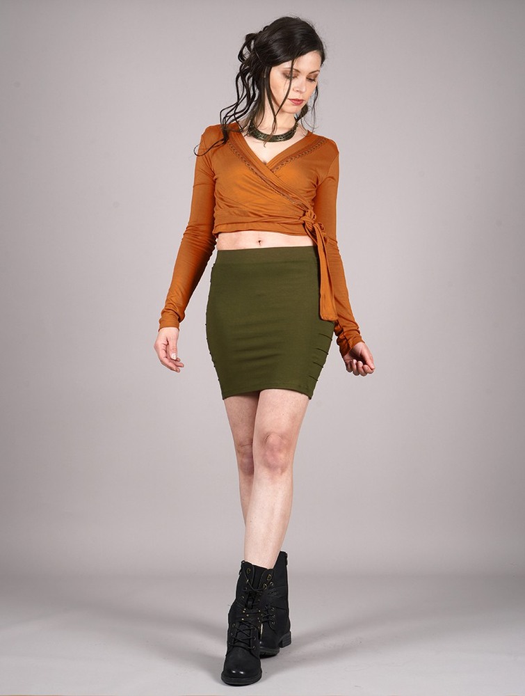 Toonzshop Irwaen Indie Long Sleeved Crop Top Felsők Női Rusty | ZYXGIFR-45