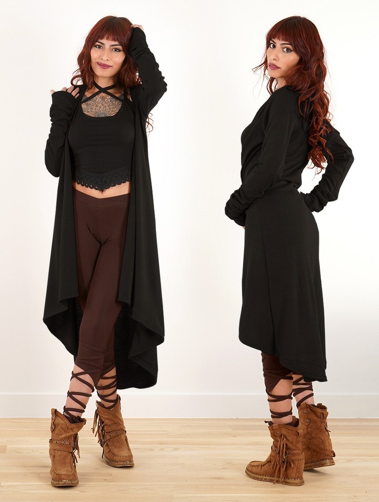 Toonzshop Kalyäam Long Cardigan Kardigán Női Fekete | IRJGNXB-85