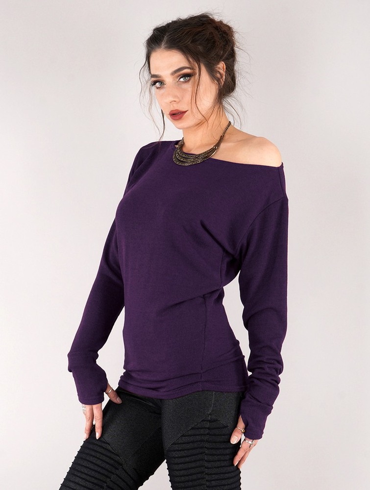 Toonzshop Kayäaz Batwing Sleeve Sweater Pulóver Női Lila | JESWADV-04