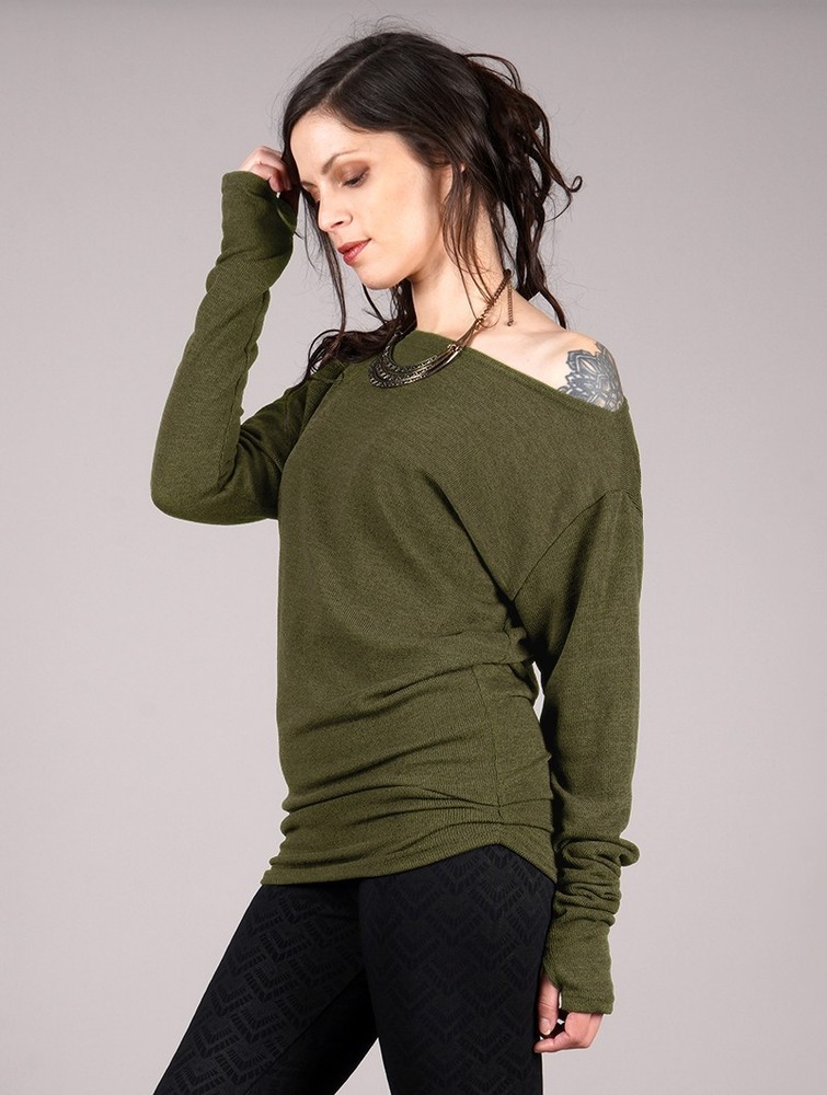 Toonzshop Kayäaz Batwing Sleeve Sweater Pulóver Női Zöld | ALCTGBI-20