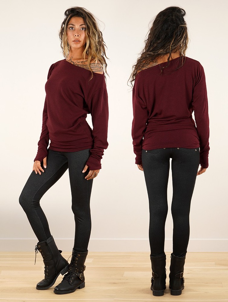 Toonzshop Kayäaz Batwing Sleeve Sweater Pulóver Női Wine | QUTXLPG-49