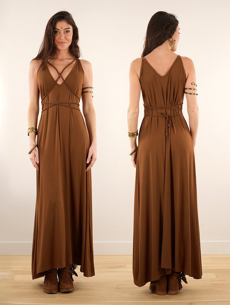 Toonzshop Lazüli Loose And Reversible Strappy Long Dress Ruha Női Caramel | HTEILXC-09