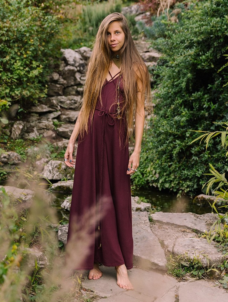 Toonzshop Lazüli Loose And Reversible Strappy Long Dress Ruha Női Wine | DEIUPAK-32