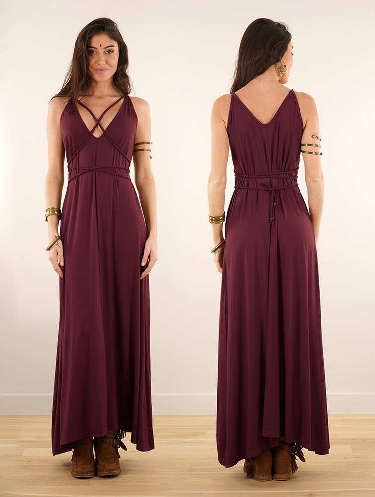 Toonzshop Lazüli Loose And Reversible Strappy Long Dress Ruha Női Wine | DEIUPAK-32