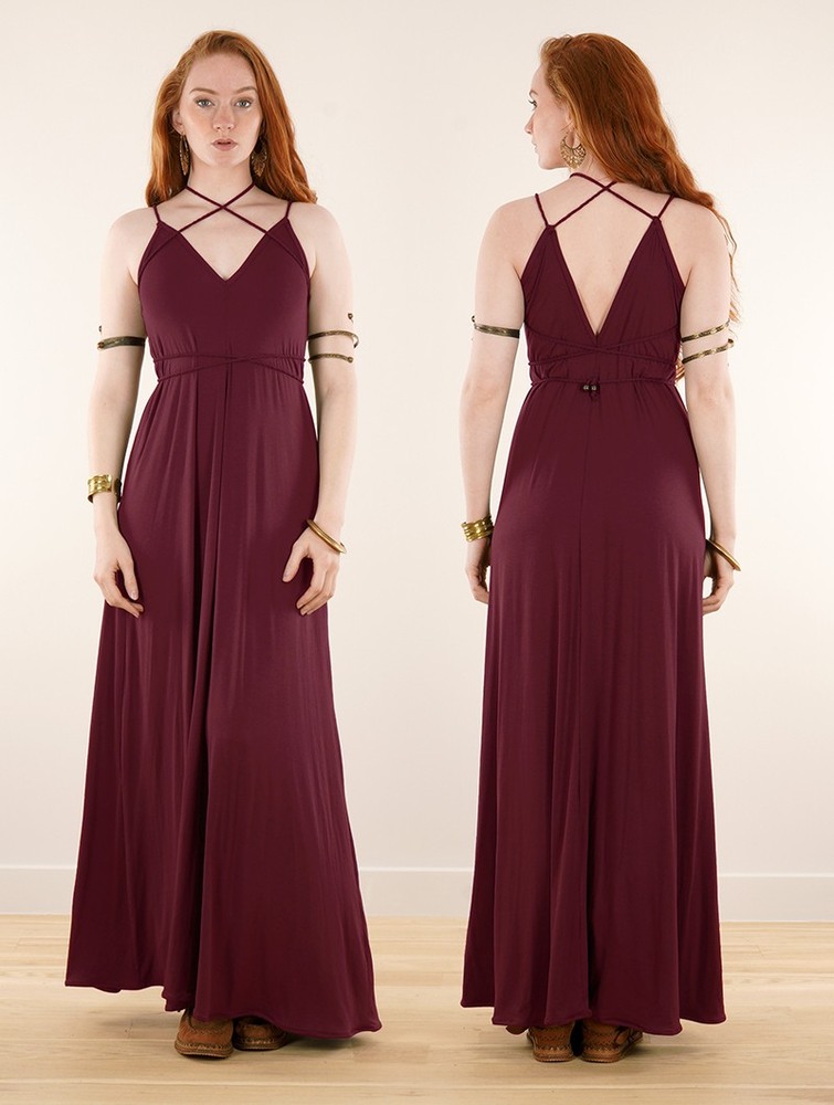 Toonzshop Lazüli Loose And Reversible Strappy Long Dress Ruha Női Wine | DEIUPAK-32