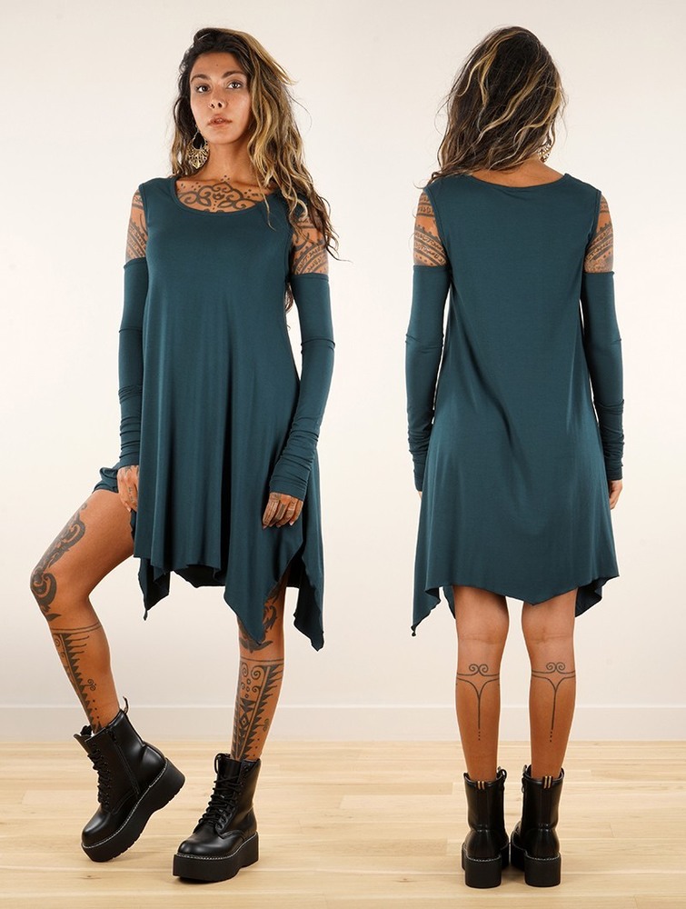 Toonzshop Luinila Short Dress With Detachable Sleeves Ruha Női Teal | OZBCGUP-93