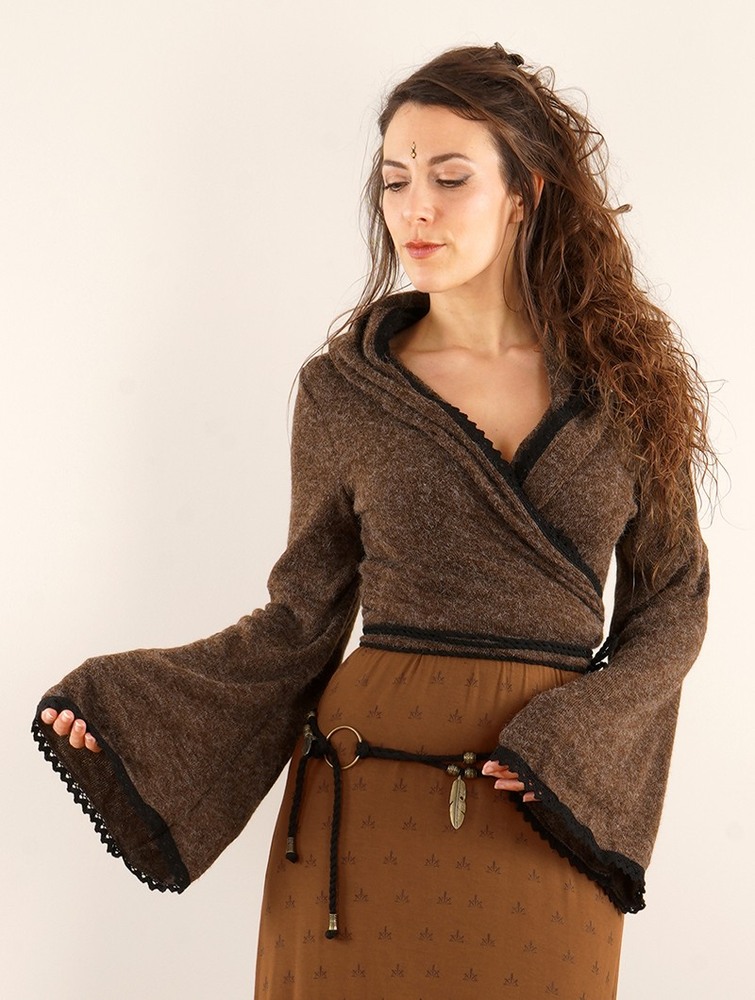 Toonzshop Luna Moth Wrap-over Pullover Bolero Pulóver Női Barna | NLDTHWI-89