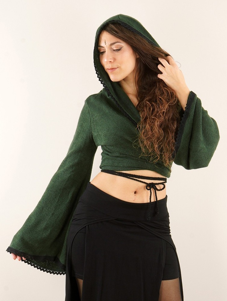 Toonzshop Luna Moth Wrap-over Pullover Bolero Pulóver Női Zöld | MGZLXVP-13