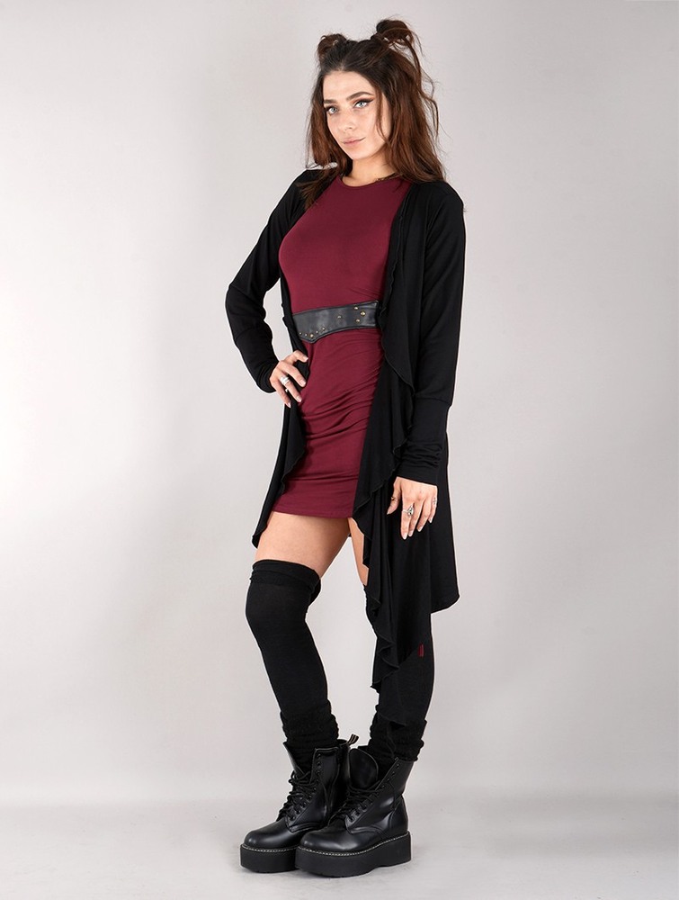 Toonzshop Lupulia Long Cardigan Kardigán Női Fekete | FGBCTIK-18