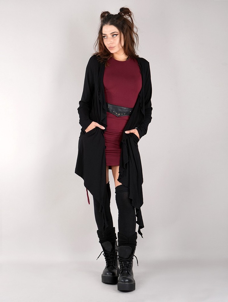 Toonzshop Lupulia Long Cardigan Kardigán Női Fekete | FGBCTIK-18