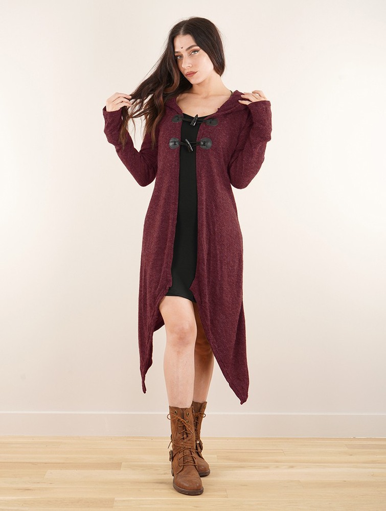 Toonzshop Makshi Cardigan Kardigán Női Wine | JHYQSWR-18