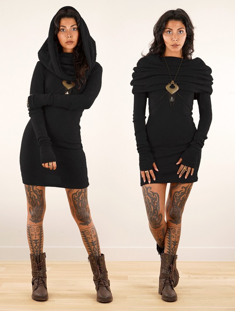 Toonzshop Mantra Sweater Dress Ruha Női Fekete | ZTPMHKF-92