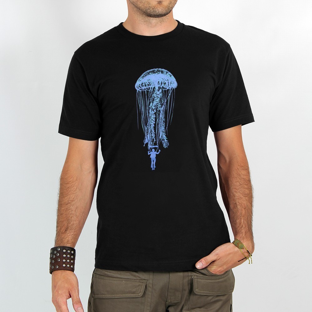 Toonzshop Medusa Parachute Printed Short Sleeve T-shirt Póló Férfi Fekete | GEPBMKT-68