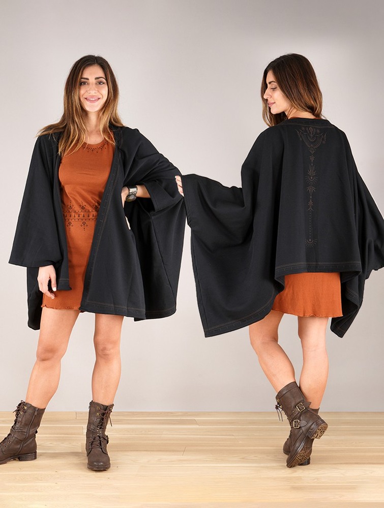 Toonzshop Melian Zohraa Kimono Jacket Kabát Női Fekete | MDEUFBG-83