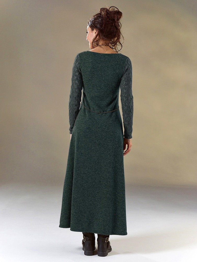 Toonzshop Melisandre Crochet Long Sleeve Long Sweater Dress Ruha Női Kék | ADWZPMI-65