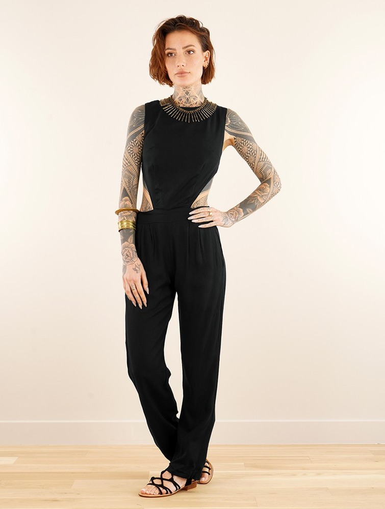 Toonzshop Minyar Bare Back Strappy Jumpsuit Jumpsuit Női Fekete | WYQPEMD-95