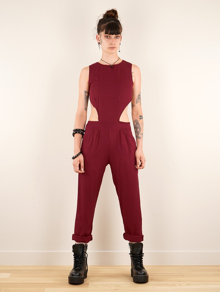 Toonzshop Minyar Bare Back Strappy Jumpsuit Jumpsuit Női Wine | MFWQSVZ-73