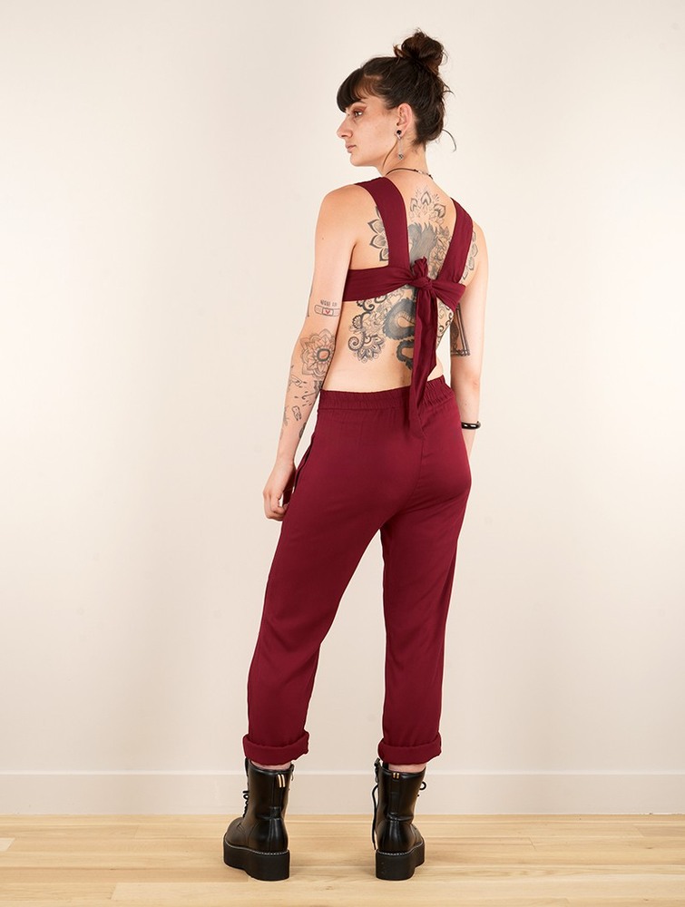 Toonzshop Minyar Bare Back Strappy Jumpsuit Jumpsuit Női Wine | MFWQSVZ-73