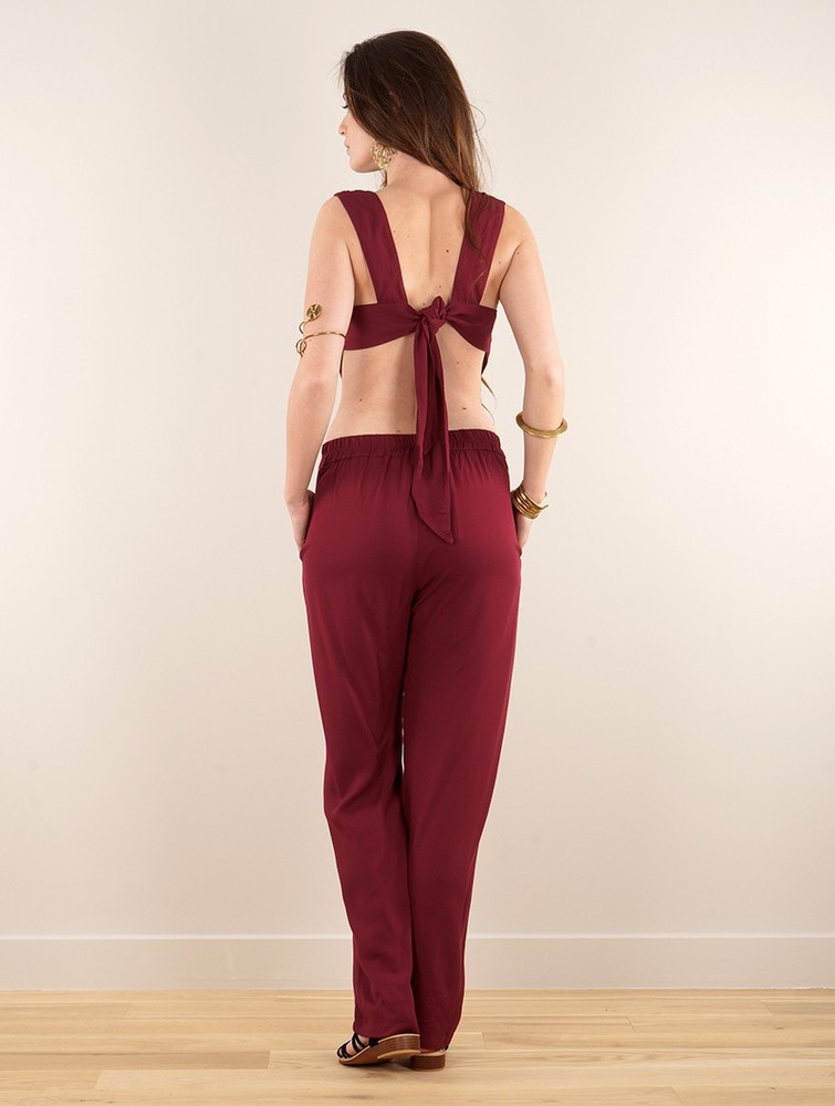 Toonzshop Minyar Bare Back Strappy Jumpsuit Jumpsuit Női Wine | MFWQSVZ-73