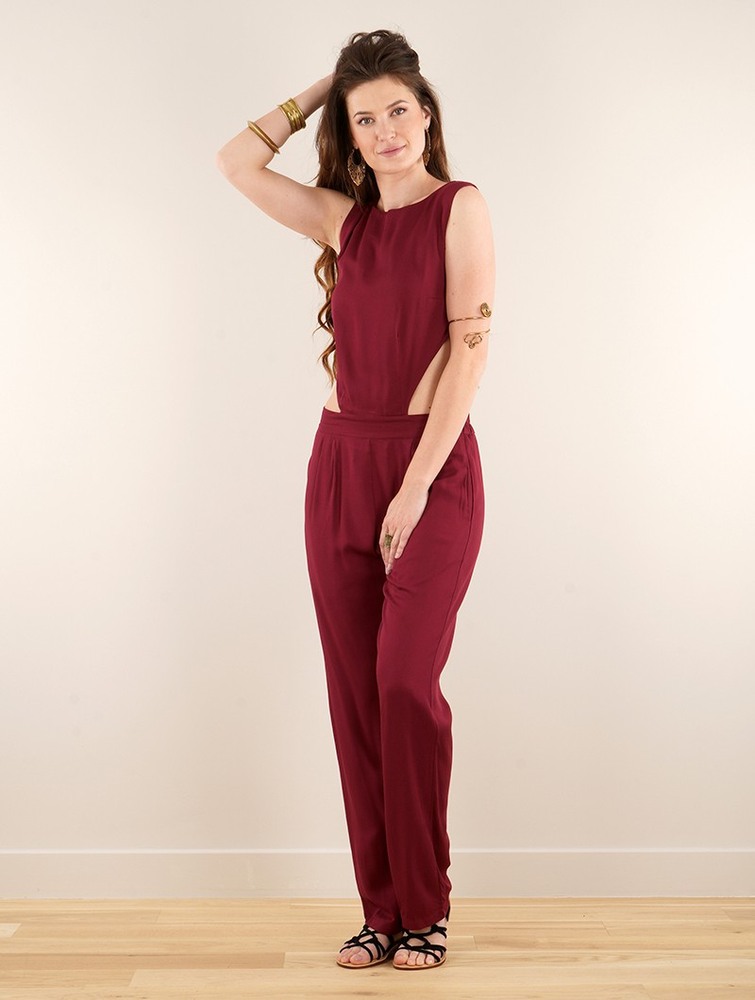 Toonzshop Minyar Bare Back Strappy Jumpsuit Jumpsuit Női Wine | MFWQSVZ-73