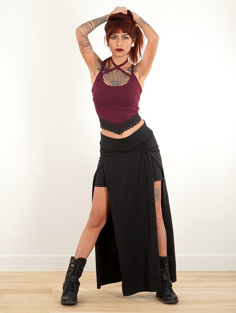 Toonzshop Moön Sleeveless Crop Top Felsők Női Wine | VFGBIMK-94