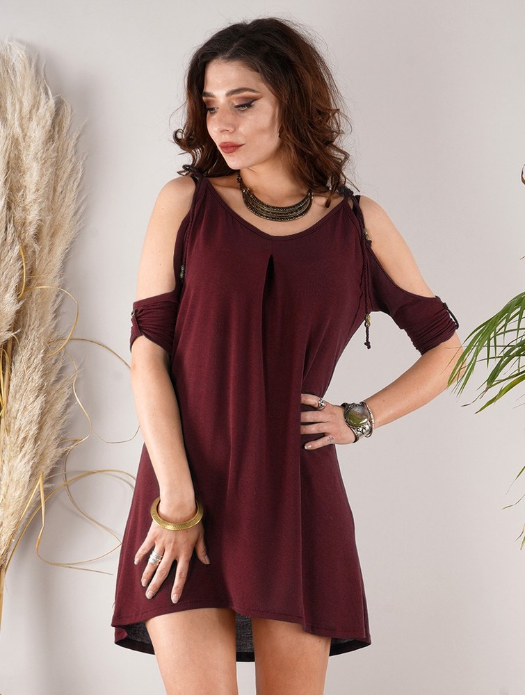 Toonzshop Narasimhäa Bare Shoulders Dress Ruha Női Wine | QOCIVXS-45