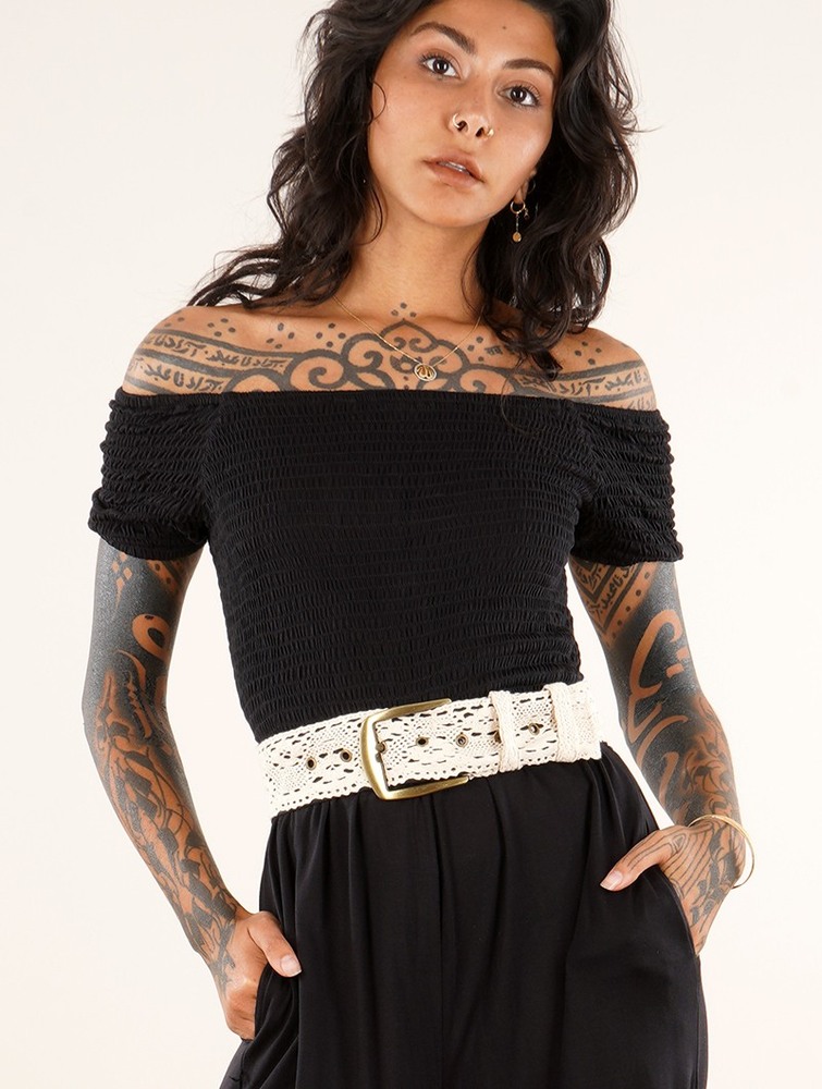 Toonzshop Nelya Crochet Knit Waist Belt Öv Női Bézs | NDQRJLU-09