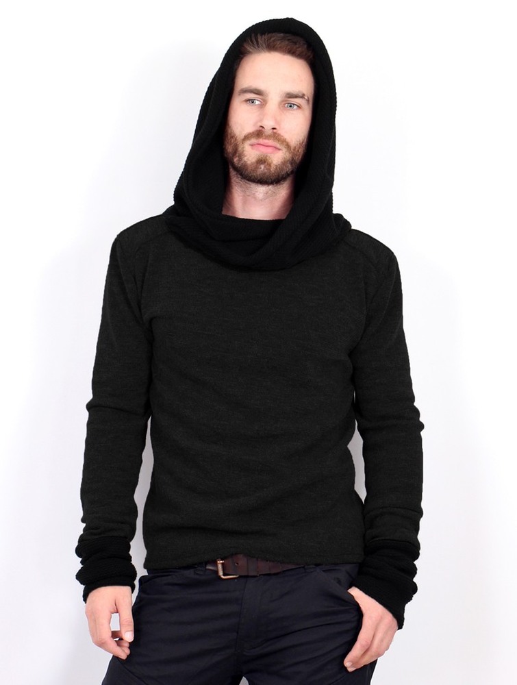 Toonzshop Nemöo Big Collar Hooded Sweater Pulóver Férfi Fekete | NOEWGKJ-01