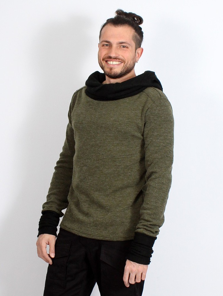 Toonzshop Nemöo Big Collar Hooded Sweater Pulóver Férfi Zöld | SDUOYWB-19