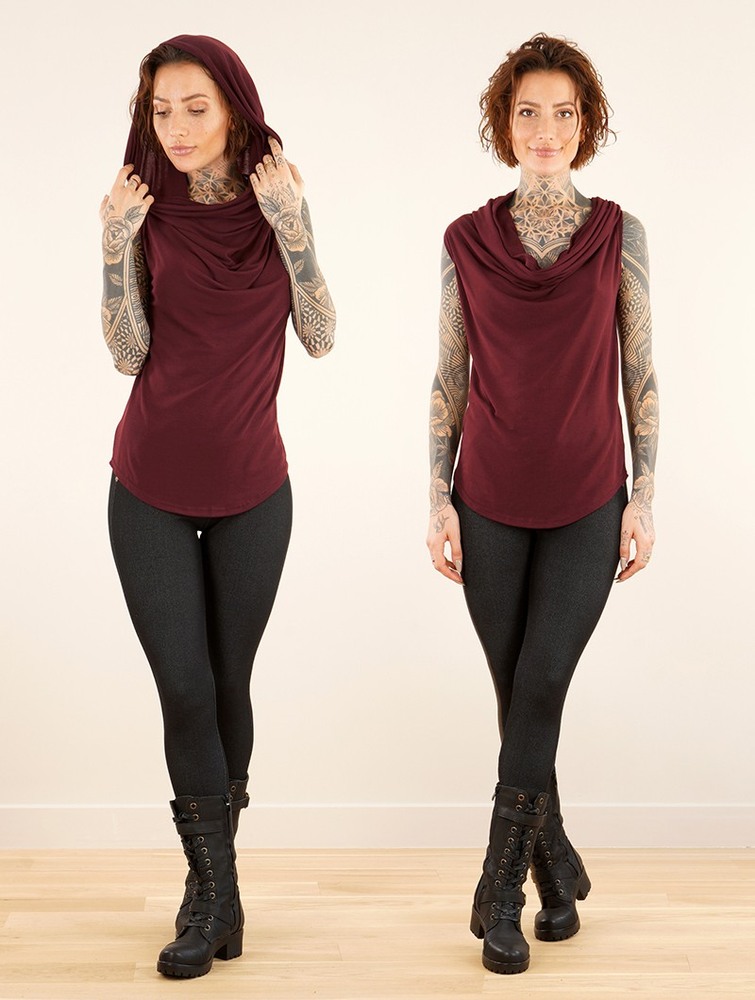 Toonzshop Nephilim Cowl Neck Sleeveless Top Felsők Női Wine | EOAVCYT-62